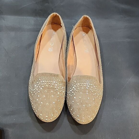 ALDO ROUND TOE SLIP ON BREATHABLE WOMEN COMFORT BALLET STUDDED FLATS - Picture 3 of 15